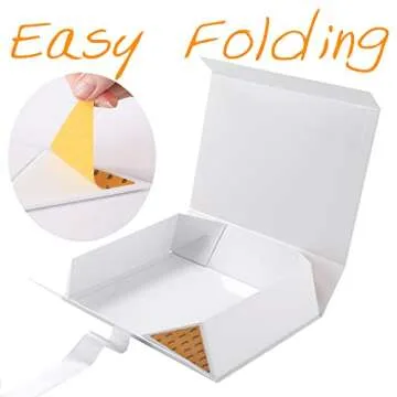 GREEN BEAN Large Gift Box with Lid for Presents 13x9.7x3.4 Inches, White Magnetic Gift Box with Ribbon, Bridesmaid Proposal Box, Luxury Gift Box (Glossy White)