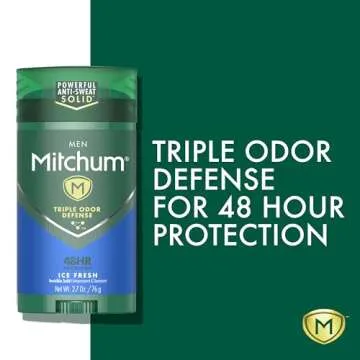Mitchum Men's Deodorant, Antiperspirant Stick, Triple Odor Defense Invisible Solid, 48 Hr Protection, Dermatologist Tested, Ice Fresh, 2.7 Oz (Pack of 2)