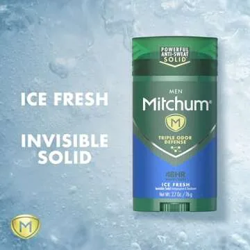 Mitchum Men's Deodorant, Antiperspirant Stick, Triple Odor Defense Invisible Solid, 48 Hr Protection, Dermatologist Tested, Ice Fresh, 2.7 Oz (Pack of 2)