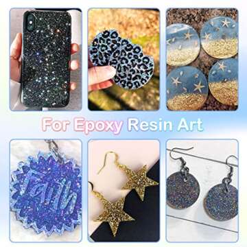 HTVRONT Holographic Extra Fine Glitter Powder - 50 g/1.76 oz Silver Glitter for Resin, 0.008" Portable Ultra Fine Glitter Powder for Nails, Candle Making, Crafts, Slime Fine Silver Glitter