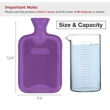 HomeTop Premium Classic Rubber Hot or Cold Water Bottle with Soft Fleece Cover (2 Liters, Purple)