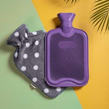 HomeTop Premium Classic Rubber Hot or Cold Water Bottle with Soft Fleece Cover (2 Liters, Purple)