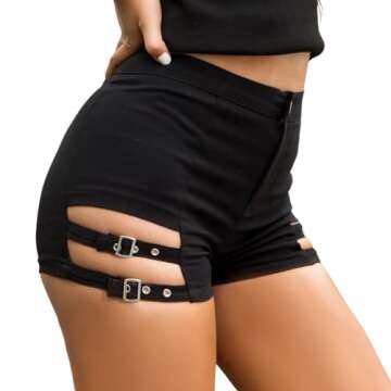 Gothic Buckle Dance Shorts for Women | Libairo Clubwear