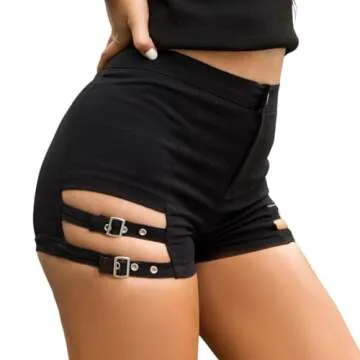 Gothic Buckle Dance Shorts for Women | Libairo Clubwear