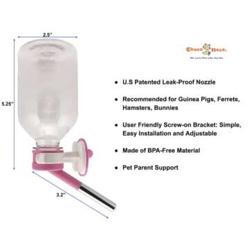Choco Nose Patented No-Drip Water Bottle/Feeder for Guinea Pigs/Hamsters/Bunnies/Ferrets/Other Small...