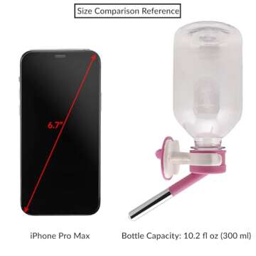 Choco Nose Patented No-Drip Water Bottle/Feeder for Guinea Pigs/Hamsters/Bunnies/Ferrets/Other Small Pets, Critters and Animals -for Cages, Crates or Wall Mount. 10.2 oz. Nozzle 10mm, Pink (C128)