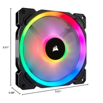 Corsair LL Series LL140 RGB 140mm Dual Light Loop RGB LED PWM Fan 2 Fan Pack with Lighting Node Pro, For Desktop