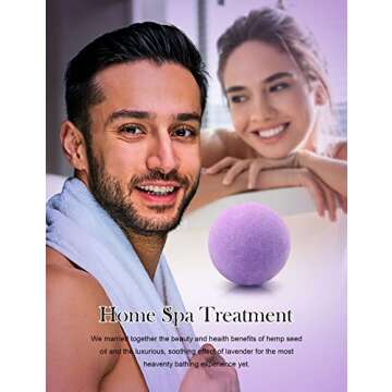 kastu Bath Bombs,2 Pack Fizzy Spa Gift Natural Hemp Oil Extract and Lavender Essential Oils Bath for...