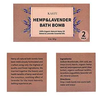 Kastu Bath Bombs 2 Pack with Natural Hemp Oil & Lavender