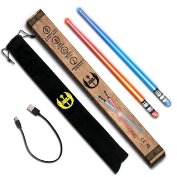 Lightsaber Drum Sticks Light Up Star DrumSticks Wars Lighted LED Rechargeable 10 Unique Colors and 2...