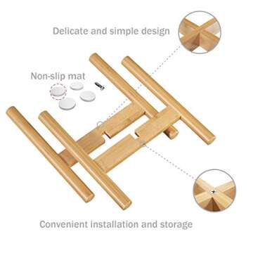 Plant Stand Flower Pot Holder - BAMFOX Indoor Bamboo Mid Century Modern Plant Holder Display Rack for House Plants, Home Decor (Pot Not Included)