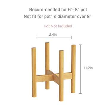Plant Stand Flower Pot Holder - BAMFOX Indoor Bamboo Mid Century Modern Plant Holder Display Rack for House Plants, Home Decor (Pot Not Included)