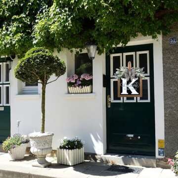 Last Name All Year Round Front Door Wreath,Front Porch Decoration 26 Letter Welcome Wreath, Eucalypt...