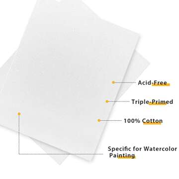 PHOENIX Watercolor Canvas Panels 8x10 Inch, 6 Pack - 8 Oz Triple Primed 100% Cotton Acid Free Canvas...