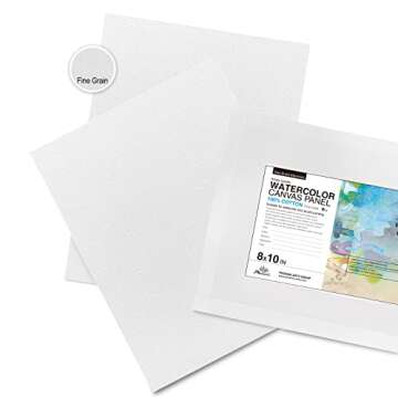 PHOENIX Watercolor Canvas Panels 8x10 Inch, 6 Pack - 8 Oz Triple Primed 100% Cotton Acid Free Canvases for Painting, Blank Flat Canvas Boards for Watercolor, Acrylic, Gouache & Tempera Painting