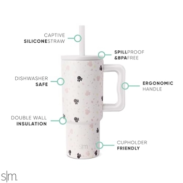 Simple Modern Disney Kids 24 oz Tumbler with Handle and Silicone Straw Lid | Spill Proof Leak Resistant | Reusable Stainless Steel Bottle | Kids Boys Girls | Trek Collection | Minnie Mouse on Terrazzo