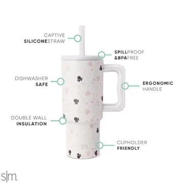 Simple Modern Disney Kids 24 oz Tumbler with Handle and Silicone Straw Lid | Spill Proof Leak Resistant | Reusable Stainless Steel Bottle | Kids Boys Girls | Trek Collection | Minnie Mouse on Terrazzo