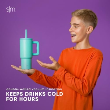 Simple Modern Disney Kids 24 oz Tumbler with Handle and Silicone Straw Lid | Spill Proof Leak Resistant | Reusable Stainless Steel Bottle | Kids Boys Girls | Trek Collection | Minnie Mouse on Terrazzo