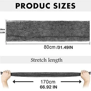 African Net Long Bath Net Sponge,JASSINS Bathing Body Exfoliating Shower Body Back Scrubber Skin Smoother,Stretch Length to 66 INCH (Black)