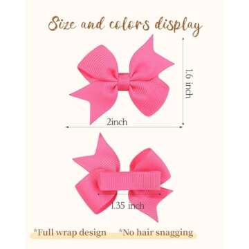 doboi 80PCS 2'' Baby Girls Fully Lined Grosgrain Boutique Solid Color Ribbon Mini Hair Bows Clips fo...
