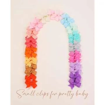 doboi 80PCS 2'' Baby Girls Fully Lined Grosgrain Boutique Solid Color Ribbon Mini Hair Bows Clips for Teens Infants Kids Toddlers Newborn Children Set of 40 Pairs
