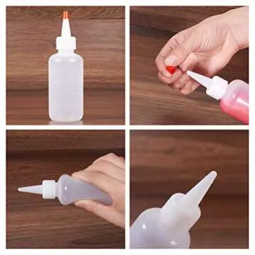 BENECREAT 12PCS 4 Ounce Plastic Squeeze Dispensing Bottles with Measurement and Red Tip Caps - Good for Crafts, Art, Glue, Multi Purpose