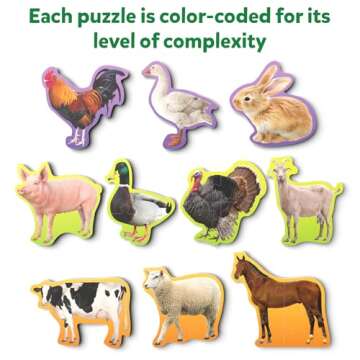 Skillmatics Step by Step Puzzle - 40 Piece Farm Animal Jigsaw & Toddler Puzzles, Educational Montessori Toy for Boys & Girls, Gifts for Kids Ages 3, 4, 5 and Up