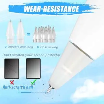 Upgraded Pencil Tips fit for Apple 2nd 1st Gen USB-C iPad Pro Air Mini Pencil,0.78mm No Wear Out iPencil Fine Point Accurate Increasing Apple Pen Nibs, Write Like A Real Pen,White