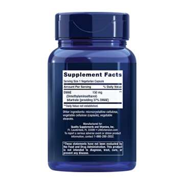 Life Extension DMAE Bitartrate, Supports neurotransmitter Production, 6-Month Supply, Gluten-Free, Non-GMO, Vegetarian, 200 Capsules