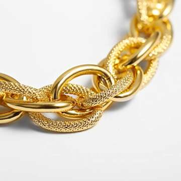 Asphire Punk Twist Rope Choker Necklace Gold Chunky Carved Link Chain Statement Necklace Boho Twist Necklace Jewelry Gift for Women