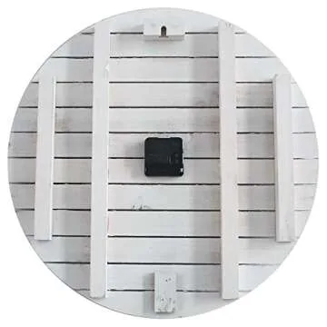 FirsTime & Co. White Farmhouse Shiplap Wall Clock, Large Vintage Decor for Living Room, Home Office, Round, Wood, Boho, 18 inches