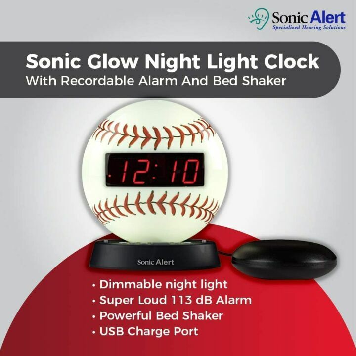 Loud Baseball Alarm Clock with Nightlight for Kids