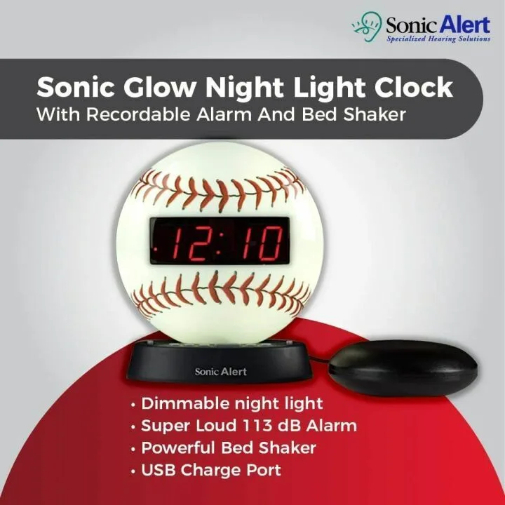 Loud Baseball Alarm Clock with Nightlight for Kids