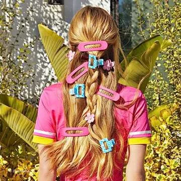 Kitsch x Barbie Medium Open Shape Hair Claw Clips - Stylish Hair Accessories for Thick Hair - Includes Cute Flower & Big Matte Clips for Teen Girls - Set of 3
