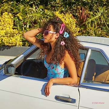 Kitsch x Barbie Medium Open Shape Hair Claw Clips - Stylish Hair Accessories for Thick Hair - Includes Cute Flower & Big Matte Clips for Teen Girls - Set of 3