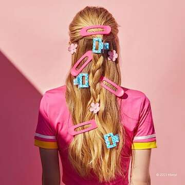 Kitsch x Barbie Medium Open Shape Hair Claw Clips - Stylish Hair Accessories for Thick Hair - Includes Cute Flower & Big Matte Clips for Teen Girls - Set of 3