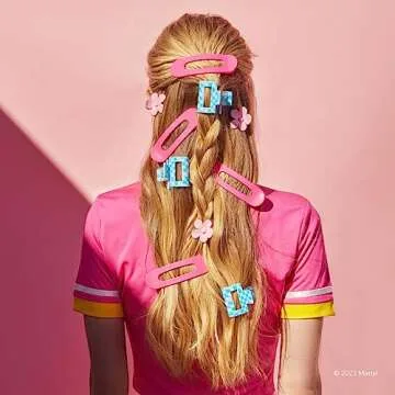 Kitsch x Barbie Medium Open Shape Hair Claw Clips - Stylish Hair Accessories for Thick Hair - Includes Cute Flower & Big Matte Clips for Teen Girls - Set of 3