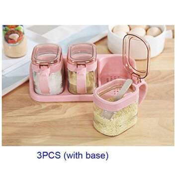 Glass Transparent Spice Jar Seasoning Box Set Kitchen Container Tools Condiment Jars Cruet with Cove...