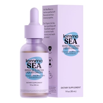 Lemme Irish Sea Moss Organic Liquid Drops with Vitamin D3 and Biotin for Trace Mineral Support, Immu...