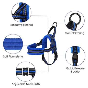 Lukovee Dog Harness and Leash Set, Soft Padded Small Dog Harness, Neck & Chest Adjustable Reflective Vest Puppy Harness with 4ft Lightweight Anti-Twist Dog Leash for Small Dogs (XX-Small, Blue)