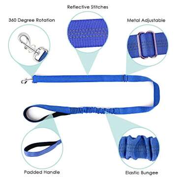 Lukovee Dog Harness and Leash Set, Soft Padded Small Dog Harness, Neck & Chest Adjustable Reflective Vest Puppy Harness with 4ft Lightweight Anti-Twist Dog Leash for Small Dogs (XX-Small, Blue)