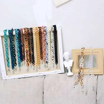 AUMEY 40 Inches DIY Resin Bag Strap Plastic Ladies Bag Chain Shoulder Cross Body Bag Handbag Purse Replacement Chain Strap Set with Buckles (White)