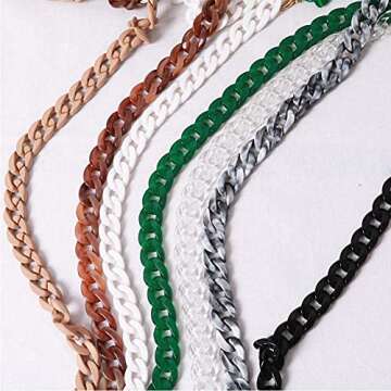 AUMEY 40 Inches DIY Resin Bag Strap Plastic Ladies Bag Chain Shoulder Cross Body Bag Handbag Purse Replacement Chain Strap Set with Buckles (White)