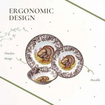 Spode Woodland 3-Piece Thanksgiving Dinnerware Set - Porcelain Plates & Bowl, Fall Dinnerware Collection - Microwave & Dishwasher Safe - Elegant Autumn Tableware