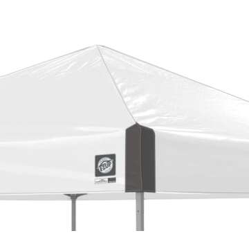 E-Z UP Ambassador Instant Pop Up Canopy Tent, 10' x 10', Roller Bag and 4 Piece Spike Set, White