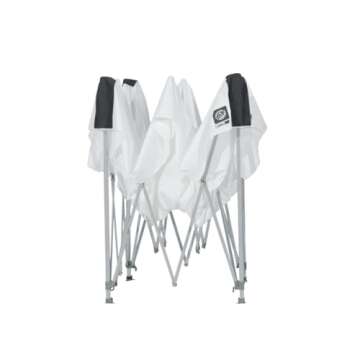 E-Z UP Ambassador Instant Pop Up Canopy Tent, 10' x 10', Roller Bag and 4 Piece Spike Set, White