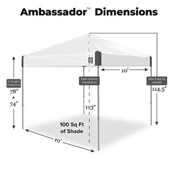 E-Z UP Ambassador Canopy Tent - Instant 10' x 10' Shade