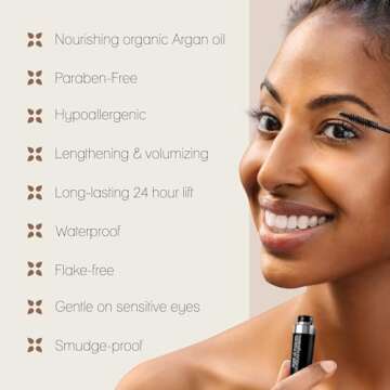 Poppy Austin Mascara - Organic Mascara, Natural Mascara, Vegan Mascara, Paraben-Free, Cruelty-Free Mascara - Hypoallergenic Mascara Lengthening & Volumizing with Argan Oil - 0.31 Fl Oz (Black)