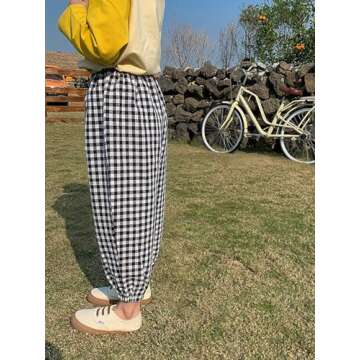 Lightweight Gingham Girls Summer Pants 4T Black