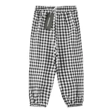 Lightweight Gingham Girls Summer Pants 4T Black